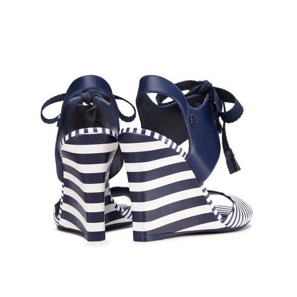 •TORY BURCH• Maritime Stripe Wedge Heel Shoes - Picture 5 of 5